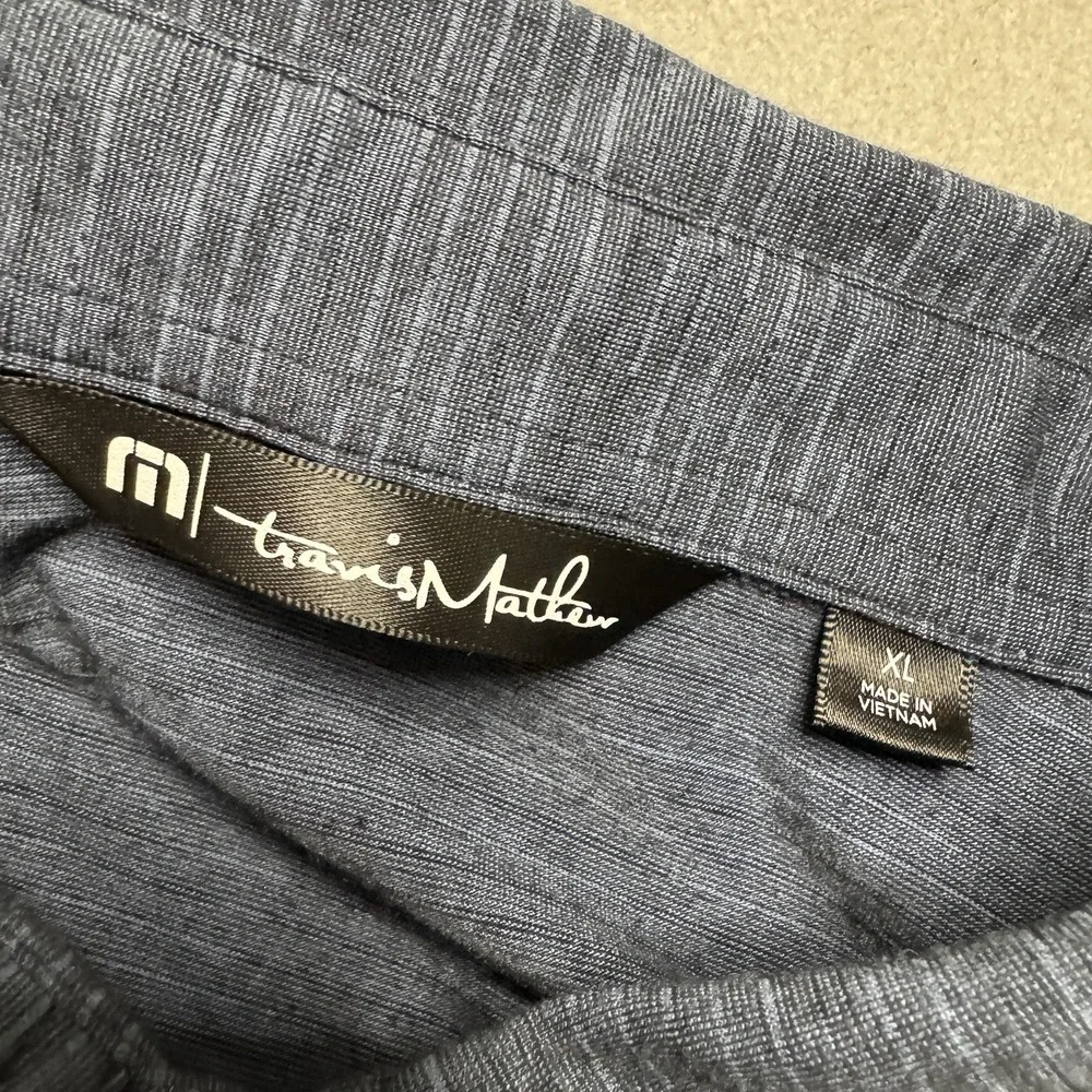 Travis Mathew Polo Shirt Mens XL Blue Golf Performance Stretch Casual‎ Preppy - Picture 3 of 7